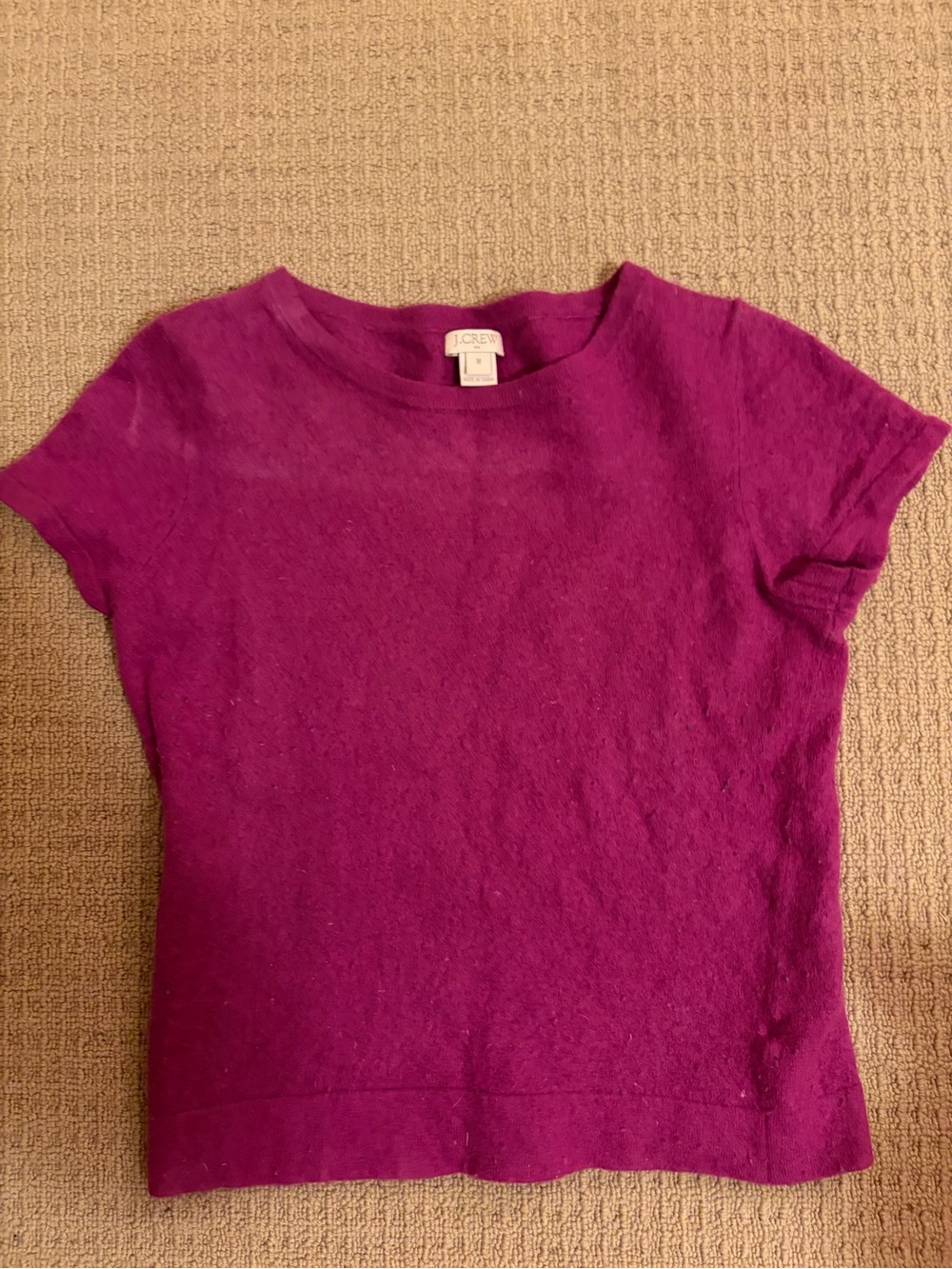 J. Crew Short Sleeve Knit Tee in Deep Magenta
